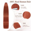Tape in Hair Extensions Human Hair 16 Inch Copper Red