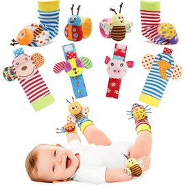 Wrist Rattles Foot Finder Rattle Toy for 0-6 Months Baby, Feet Leg Ankle Socks Arm Hand Bracelet Shaker for 6-12 Months Infant boy & Girl, Gift Set fo