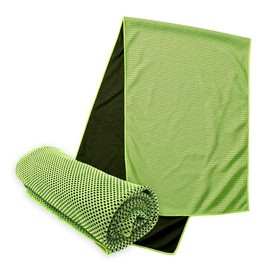 Eyedia Cooling Towel, Green 2-Piece Set, Cool Towel, Sports Towel, Heatstroke Prevention, Heat Stroke Prevention, Absorbent, Quick Drying, UV Protection, 11.8 x 39.4 inches (30 x 100 cm), Cooling