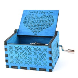 byykit Can't Help Falling in Love Wood Music Box,Antique Engraved Musical Boxes Case for Love One Wooden Music Box - Gifts for Lover,Boyfriend, Girlfriend,Husband,Wife (Blue)