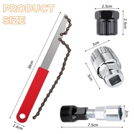 MXTIMWAN Chain Whip and Puller Set, Bicycle Chain Whip, Sprocket Puller Bicycle, Sprocket Puller and Bicycle Inner Bearing Remover Set, Sprocket Remover, Bicycle Tool Screw Ring