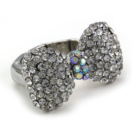 Soulbreezecollection Clear Ribbon Bow Tie Bowknot Cocktail Ring Adjustable Stretch Band Costume Jewelry