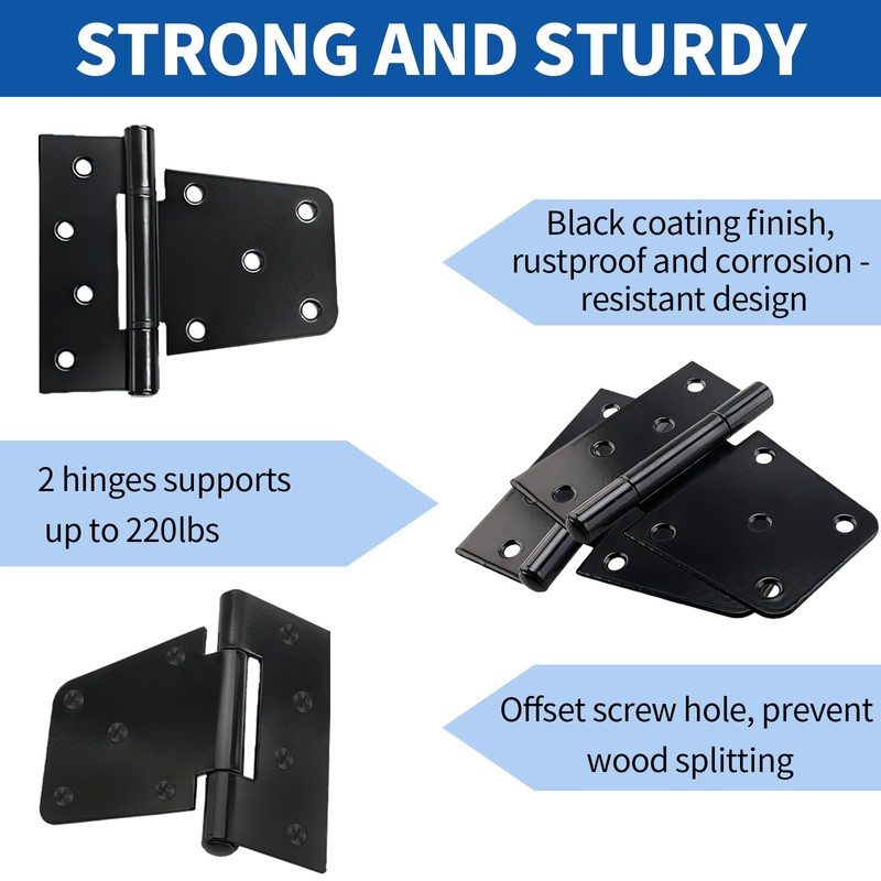 TamBee Black Gate Hinges Shed Hinges Heavy Duty Gate Hinges