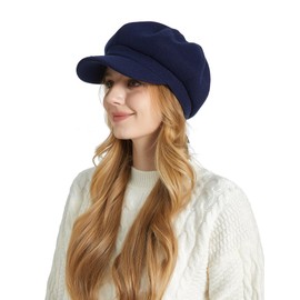 Happy Cherry Womens Newsboy Cap Summer Beret Cap 8 Panels Vintage Cabbie Hat- Octagonal Visor Cap for Women Girls Ladies Gift Navy