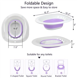 RUGUO Sitz Bath for Toilet Seat, Yoni Steam Seat, Sitz Bath for Hemorrhoids and Postpartum Care, Portable Bidet BPA Free Temperature Resistant, Foldable Basin for Epsom Salt Soak