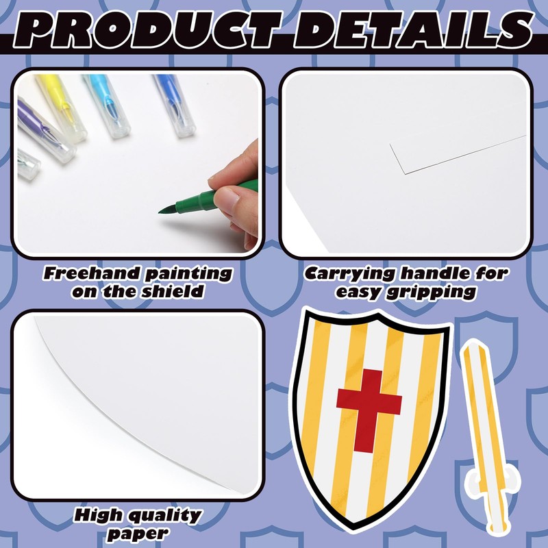 Motionchic 12 Sets DIY Shield Kit for Kids 15.8"x22.8" Cardboard