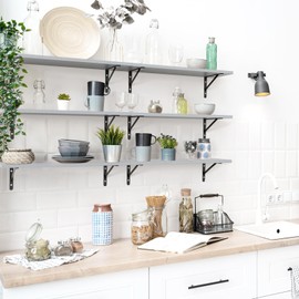 Kaboon 36 inch Long 10 inch Deep Floating Shelves for Wall Set of 2, Large Open Shelves Wall Mounted, Space Saving Home and Commercial Use, Gray