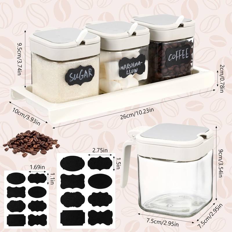 Suclain 3 Pcs Glass Coffee Containers Coffee Station Organizer Set,