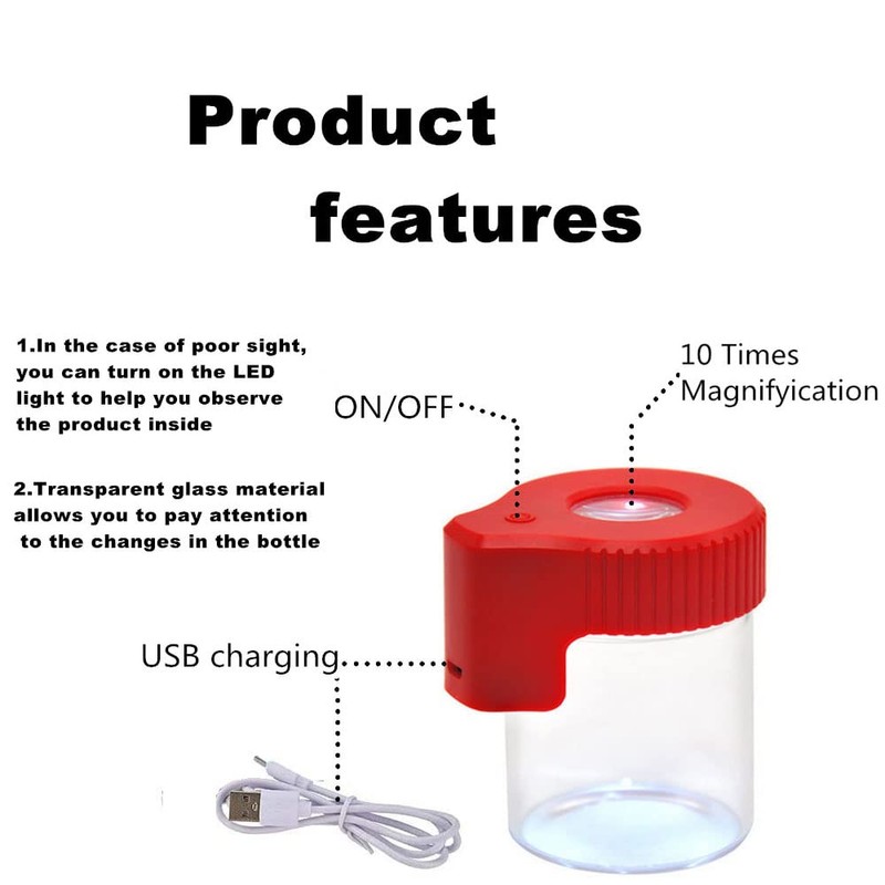 Oweto Led Transparent Glass Seal Storage Jar, Light-Up Magnifying Ornamental