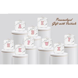 Initials Travel Makeup Train Case Birthday Mothers Day Gifts for Women, Personalized Makeup Box Organizer with Adjustable Dividers for Make up Brushes Toiletry Jewelry Digital Accessories, Marble, M.