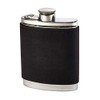Wentworth Pewter- Black Raven Leather Pewter Kidney Flask,Hip Flask, Spirit