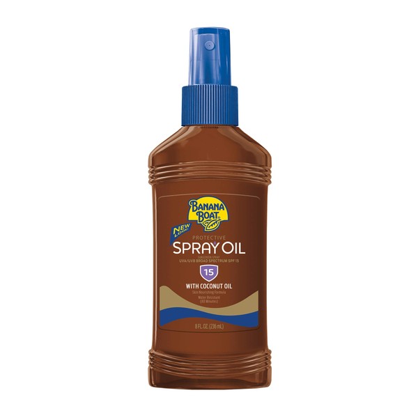 Banana Boat Protective Spray Oil, Sunscreen SPF 15 8 oz (Pack of 6)