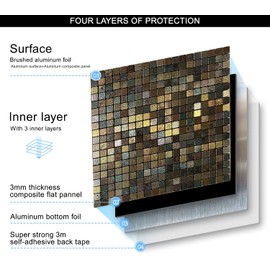 XUANINY Peel and Stick Backsplash Tiles for Kitchen,Bathroom,Fireplace,Self Adhesive Metal Aluminum Mosaic (12"x12") (10, Print Yellow and Green)