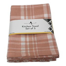 Penguin Home Premium 100% Pure Cotton Tea Towel for Kitchen, Set of 5 Kitchen Towels, Soft & Durable Kitchen Cloths Towel Set, Machine Washable, 65 x 45 cm Colour - Pink