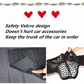 Universal Storage Bag Pocket Cage Auto Organizer Car Back Rear Mesh Trunk Seat Elastic String Net Wall Magic Sticker Seat Back Bag Car Storage Accessories Caddy (Black, 25 * 50CM)