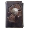 Custom Morgan Dollar Tails Nocona Cross Leather Trifold Chocolate Wallet
