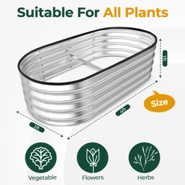 Utopia Home Galvanized Raised Garden Bed, 4 by 2 feet Lightweight Planter Boxes Outdoor with Easy Assembly, Large Garden Bed for Vegetables, Fruits, Flowers, Silver, Pack of 2