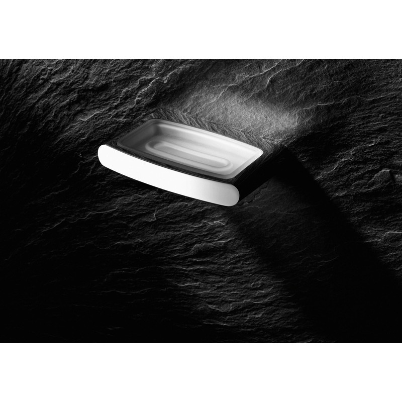 KEUCO Seifenablage aus Metall Chrom glänzend mit Echtkristall-Schale, Kristall-Glas klar,