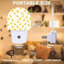 FOISIIAEA Night Light, Yellow Rubber Ducks Night Lights Plug into Wall Dusk to Dawn Sensor Round Nightlight for Women Men Energy Efficient Led Lamp 0.5W for Stairway Hallway Bedroom