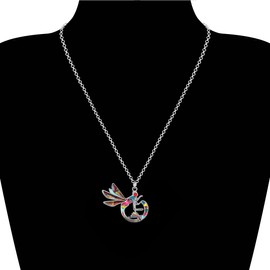 LONYOO Enamel Mother's Day Dragonfly Necklace Pendant Zinc Alloy Jewellery Dragonfly Gifts for Women Girls Mum, Zinc Zinc enamel, No Gemstone