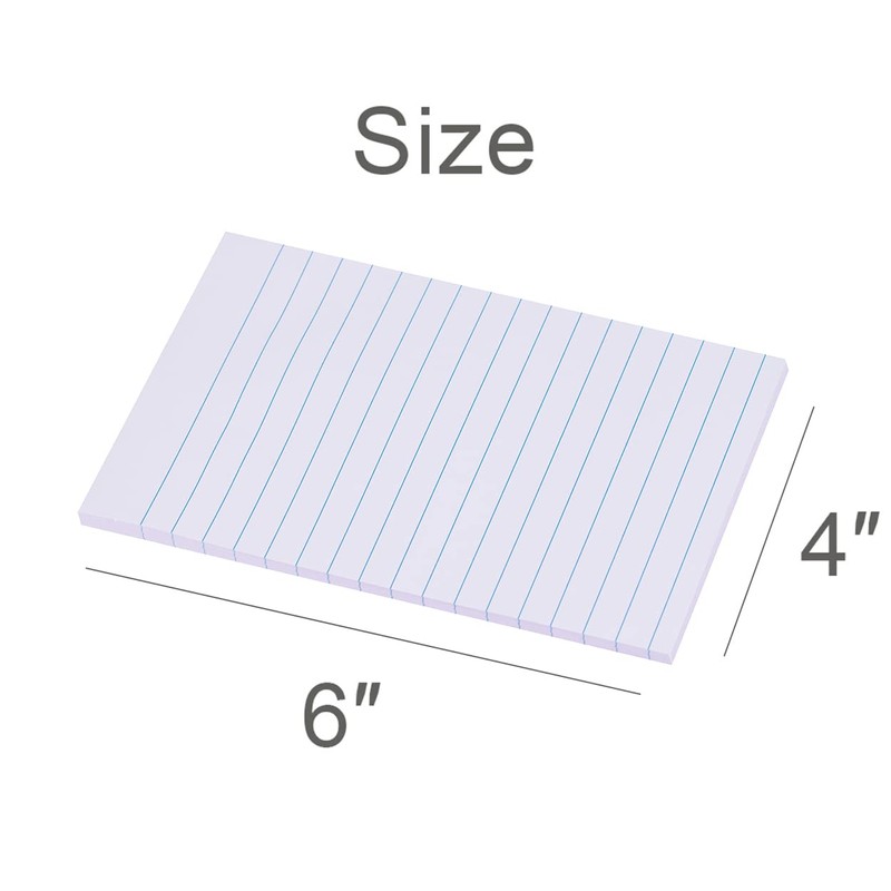Vanpad Lined Sticky Notes 4X6 in Light Purple Pink Ruled