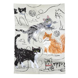 Ulster Weavers - Brush Painted Cats Tea Towel (74 x 48cm) - 100% Cotton - Washable - Dish Cloths/Dish Towel with Cats - Cat Tea Towel Gifts - Kitchen Accessories & Decor - Cat Lovers Gifts