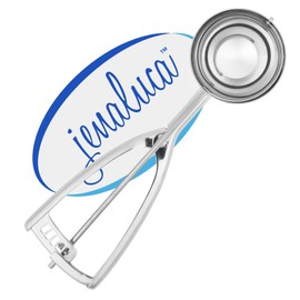 Jenaluca Extra Large Ice Cream Scoop - 1/3 Cup Disher Size #12 stainless steel scooper for food, cupcake batter & icecream