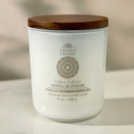 House of Velas, Aroma from Nature Wellness Collection Candle, 12 oz, 2 Cotton Wicks, Neroli Blossom, Large Painted Jar