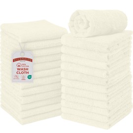 RIVERSIDE - Juego de 24 paños – 100% algodón [12 x 12 pulgadas] – Toallas faciales suaves, de secado rápido y altamente absorbentes, perfectas para baño, gimnasio, hotel, spa y viajes, crema de