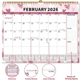 2025-2026 Calendar, 18 Month Wall Calendar 2025-2026 Hanging Spiral Bound Magnetic Fridge Desk Calendars 15" x 12", Jul 2025 - Dec 2026, A- Small Colorful