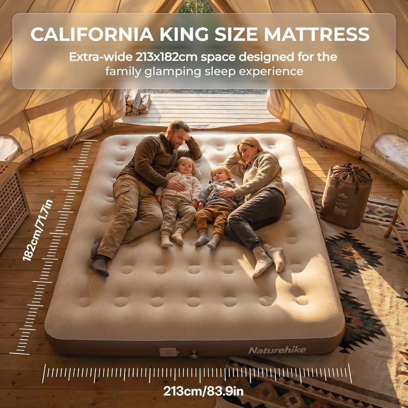 Naturehike California King Size Air Mattress with Built-in USB Rechargeable