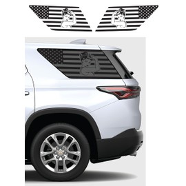 Compatible with Chevy Traverse 2018-2023 | Precut Girl Power US Flag Window Decals | Both Side | Proudly Made in The US | Matte Black (Girl Power US Flag)