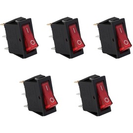 Rocker Switch ON-OFF SPST 3 Terminals with Red Light,5pcs 16A 250VAC Electric Switch,UL VDE TüV ENEC CQC Certified,Durable and Reliable Electrical Switches for Home and Industrial Use