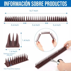 HomeChi 4.3m / 12pcs Picos Anti Paloma Pájaro De Plástico Pp Espina