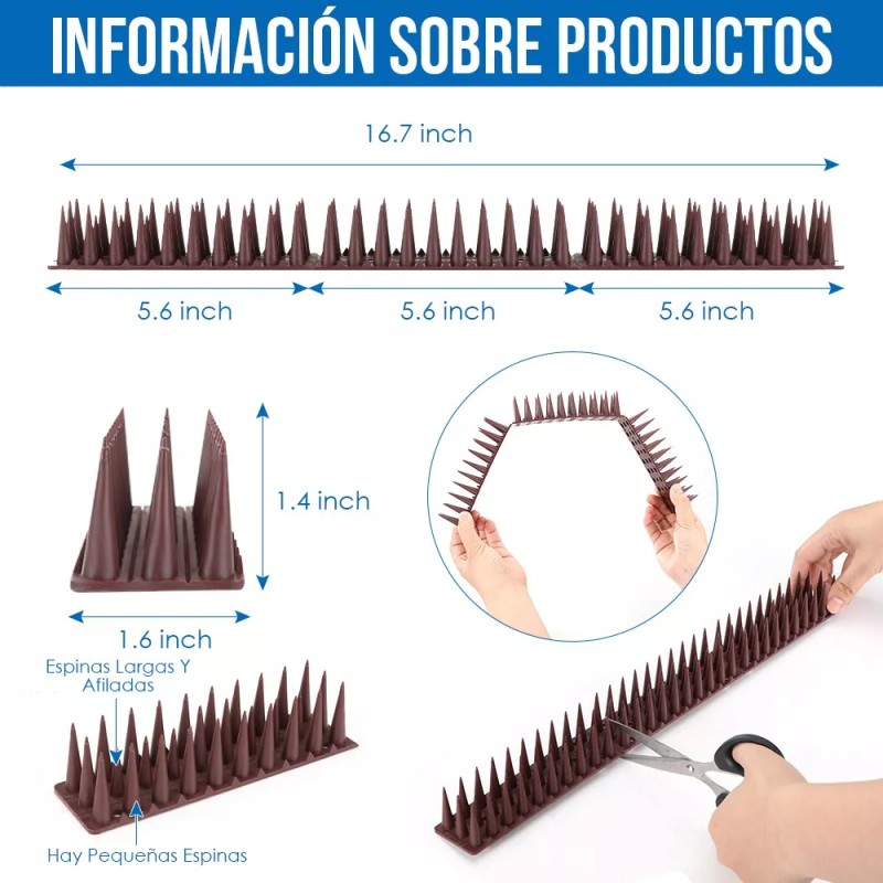 HomeChi 4.3m / 12pcs Picos Anti Paloma Pájaro De Plástico