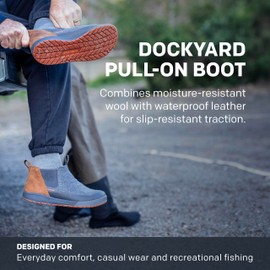 Grundens Dockyard Pull-On Boot - Watersistent Ankle Rain Boot, Deck, Boat, and Fishing Boot with Breathable Lining Anti-Slip Rubber, Turbulence, 8