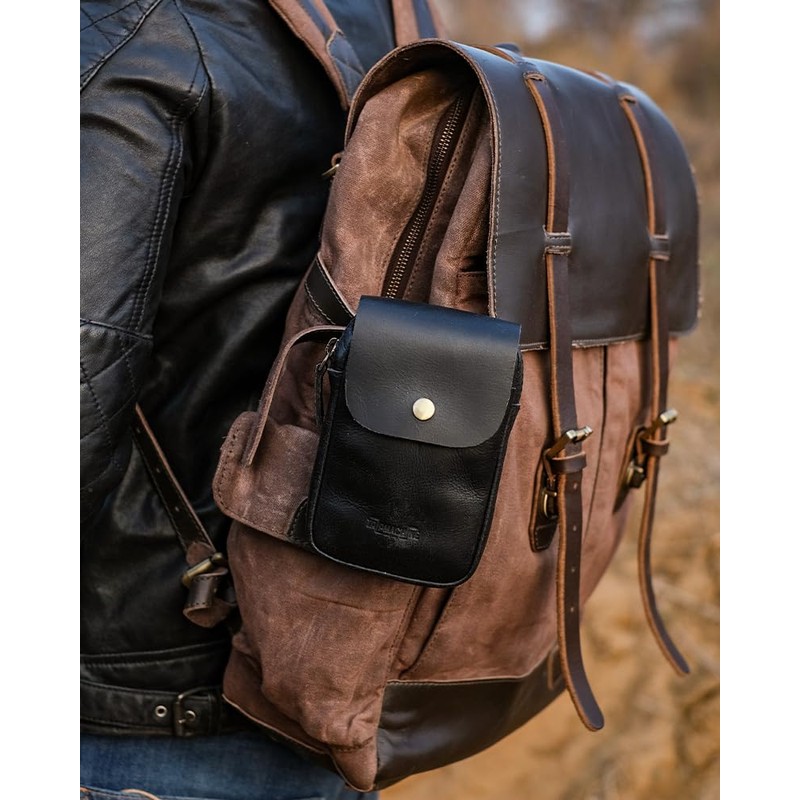 Trip Machine Company Genuine Leather Motorcycle Utility Pouch Bag With