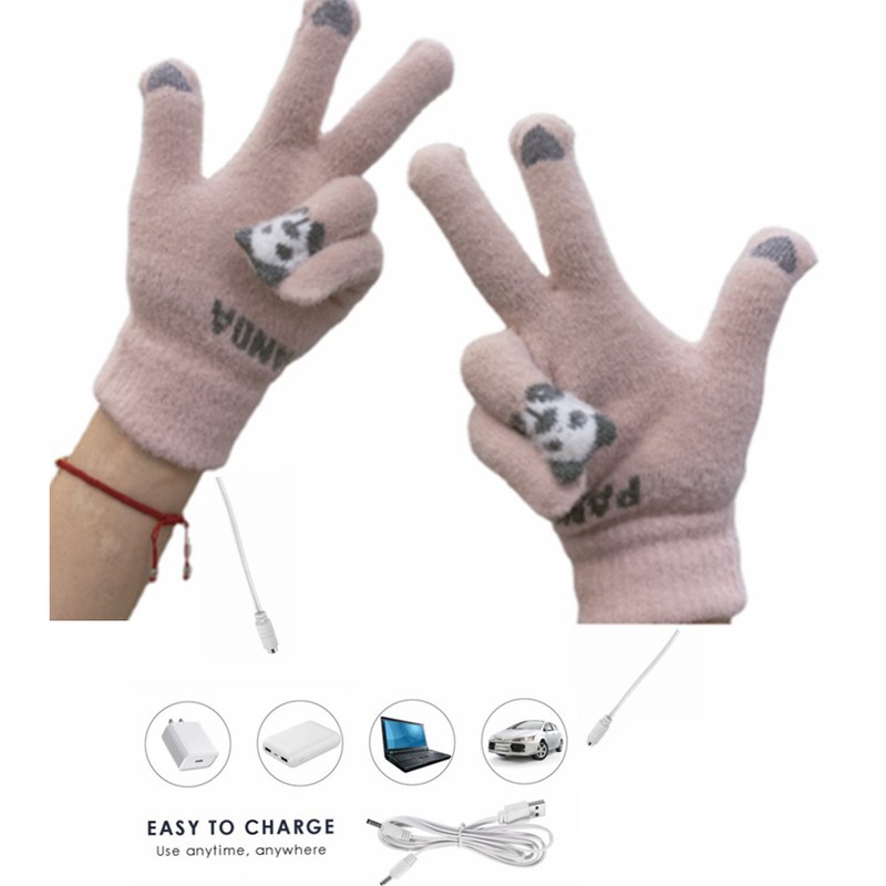 USB Heated Gloves for Men Women Touch Screen Full Finger