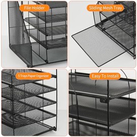 Organizadores de escritorio y accesorios, organizador de bandejas de cartas y papeles de 5 niveles con soporte para archivos, organizador de...       