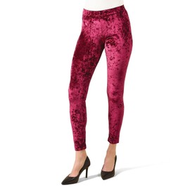 MeMoi Crushed Velvet Stretch Leggings Burgundy Small/Medium