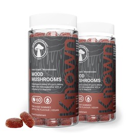 Known Known Mood Mushrooms Gummies - Lion's Mane, B Vitamins - Brain Health & Hormone Balance - Natural Apple Pie Flavour - 60 Vegan Gummies, 2 Month Supply