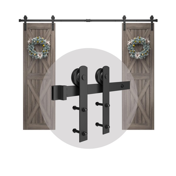 Titeck Double Barn Door Hardware Kit- 8 FT Sliding Door