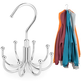 ZEDODIER Hoodie Hangers, 2 Pack Rotatable Hoodie Organzier for Closet, Max 16 Storage Capacity Hoodies Holder, Metal Space Saving Closet Organizers and Storage, Silver