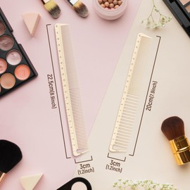 DYNWAVE 2 Pcs Professional Hair Cutting Combs Set, Salon Hair Styling Measure Combs, Anti Hairdressing Combs, White