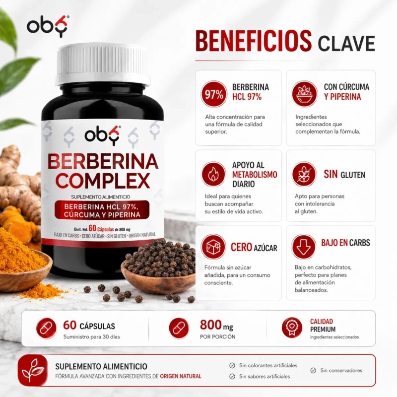 Complejo Berberina Cúrcuma Piperina Caps