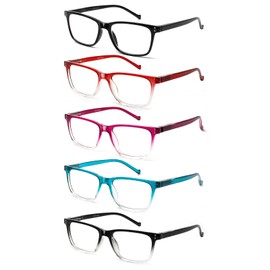 JOSCHOO 5 Pack Reading Glasses Men Women Spring Hinges Comfortable Glasses for Reading (5Clours-3, 1.5)