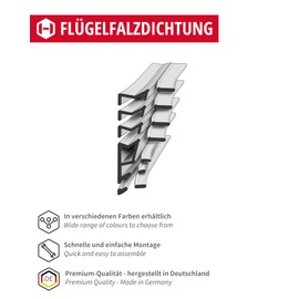 Gedotec Universal Sash Fold Seal, 6.5 Metres, for Wooden Windows and Wooden Doors, White, 6308AC, Window Seal/Door Seal Made of TPE, Rubber Seal Against Draughts, Folding Seal