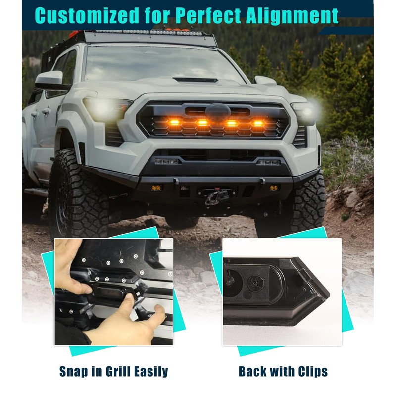 Upgraded Grill Lights for 2024 2025 Toyota Tacoma Raptor Lights
