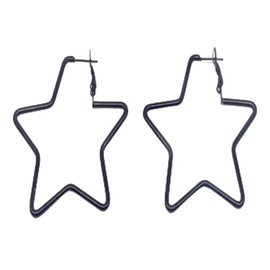 Stainless Steel Heart Hoop Earrings for Women Black Large Simple Hollow Love Metal Wire Earrings