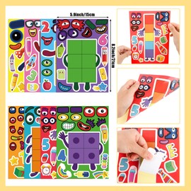 Abilat 24 Pcs Make Your Own Number Toy Stickers Sheets for Kids Toddlers Make a Face Number Stickers DIY Craft Sticker Supplies Birthday Party Gifts